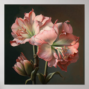 Pink Amaryllis Flower Art Imprimer Poster