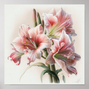 Pink Amaryllis Flower Art Imprimer Poster