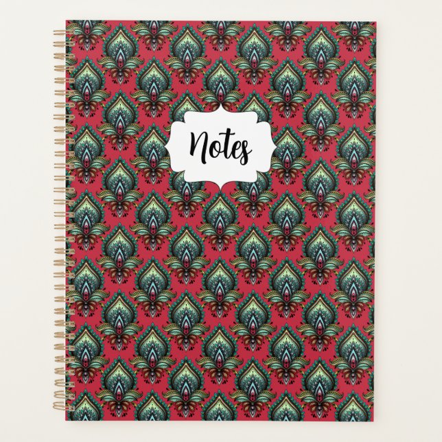Pink and Aqua Fancy Motif Boho Planner (Devant)