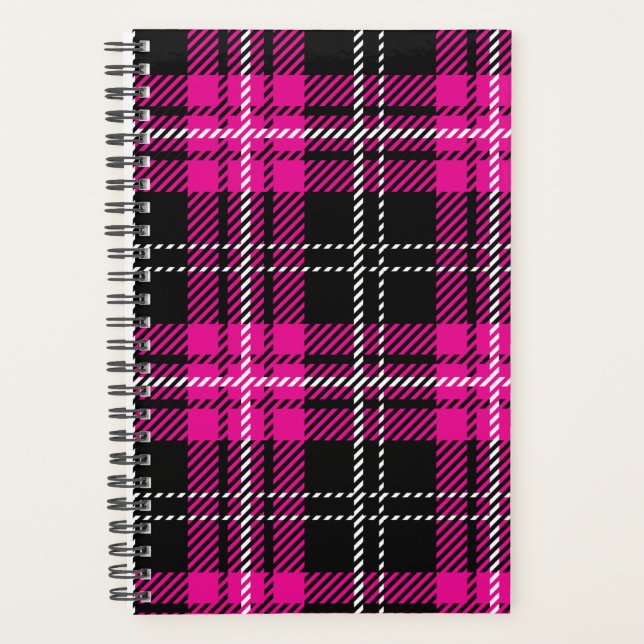 Pink and Black Plaid Planner Notebook (Devant)