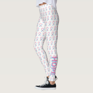 Pink and Blue Awareness Ribbon Art Words Leggings