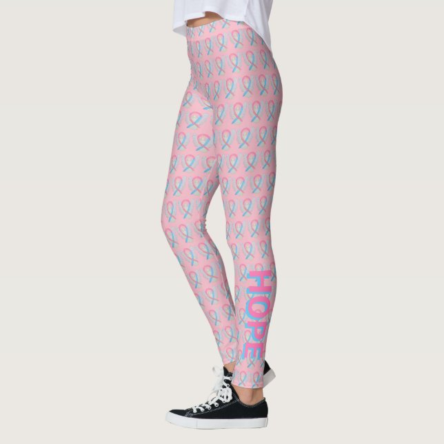 Pink and Blue Awareness Ruban Angel Art Leggings (Gauche)