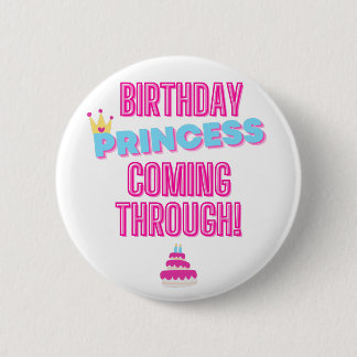Pink and Blue Birthday Princess Pin Badge