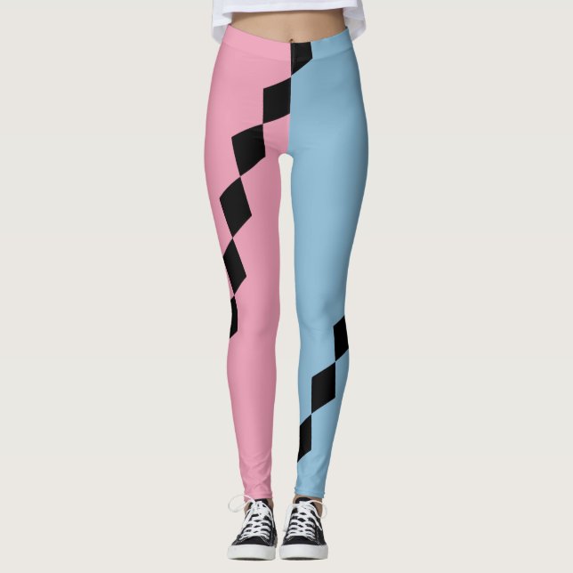 Pink and Blue Diamond Diagonal Leggings (Devant)