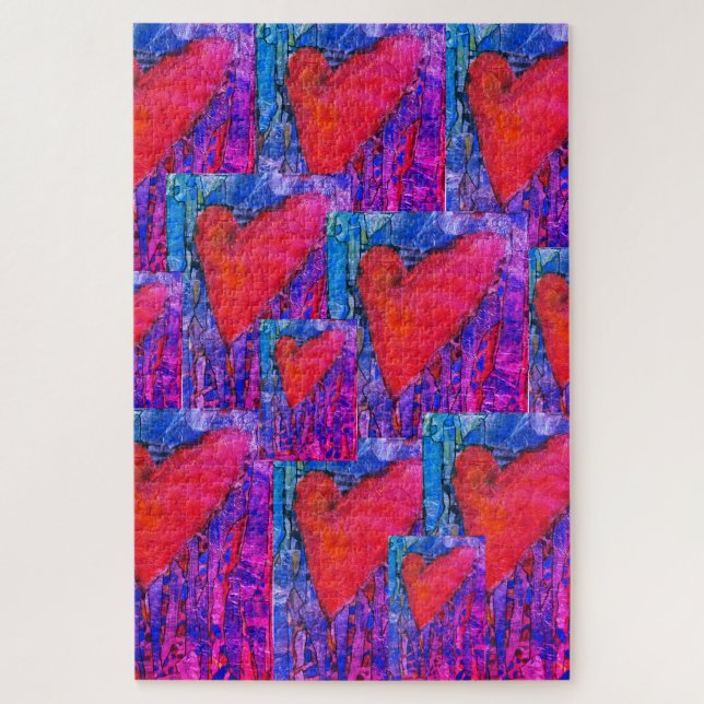 Pink and Blue Multiple Hearts 1000 pièce Puzzle (Vertical)
