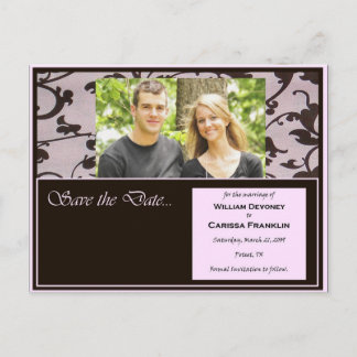 Pink and Chocolate Save the Date mariage Cartes