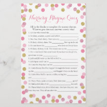 Pink and Gold Baby shower Nursery Rhyme Quiz
