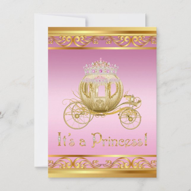 Pink and Gold Princess Baby Shower Invitations (Devant)