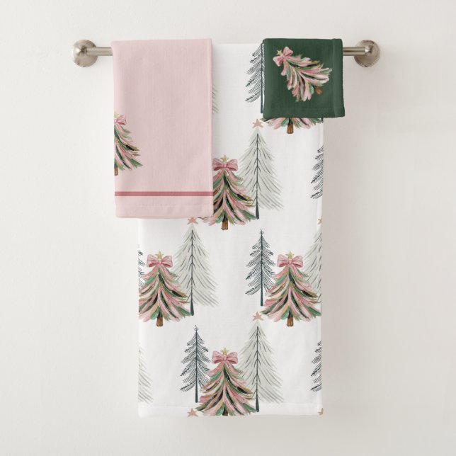 Pink and Green Brushstroke Christmas Tree (En situation)