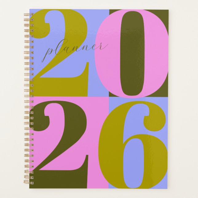 Pink and Greens Bold Year Color Block Planner (Devant)