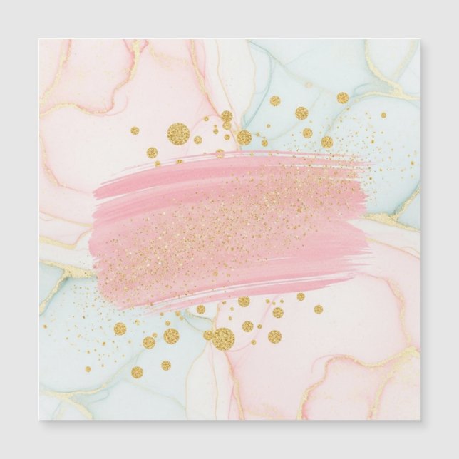 Pink and Mint Marble with Gold Glitter Brush Strok (Devant)