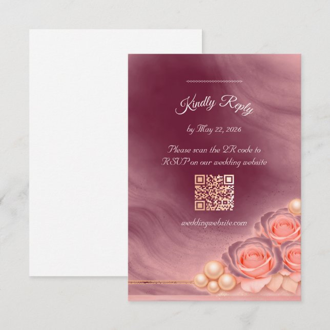 Pink and Pearl RSVP Enclosure Card (Devant / Derrière)