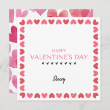Pink and Red Heart Square Valentine Card