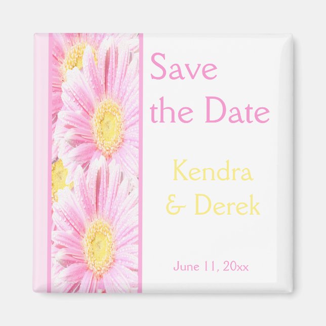 Pink and White Floral Wedding Favor Magnet (Devant)