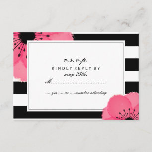 Pink Anemone Floral Noir + Bande blanche RSVP