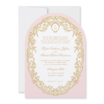 Pink Antique Paris Monogram Invitation