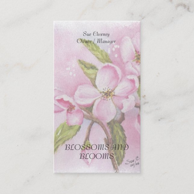PINK APPLE BLOSSOM CARTE DE VISITE DE FLEURS DE CO (Devant)