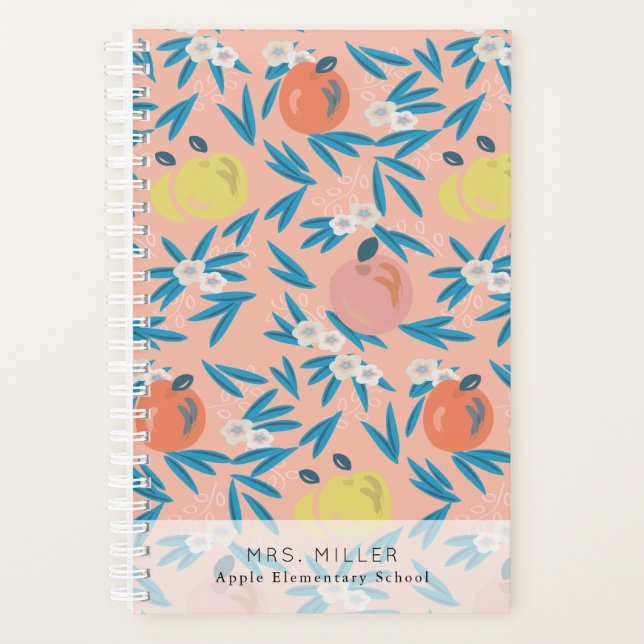 Pink Apple Floral Patal Professeur Planificateur (Devant)