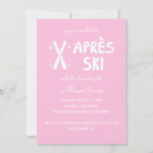 Pink Apres Ski Bachelorette Party Invitation