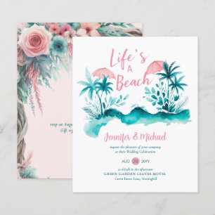 Pink Aqua Beach Floral Boho Printemps été Mariage