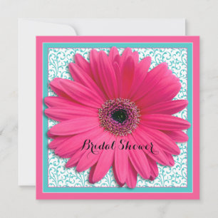 Pink Aqua Gerbera Daisy Invitation de la douche nu