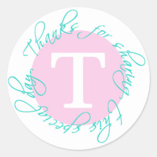 Pink, Aqua Monogram T Sticker Merci 5