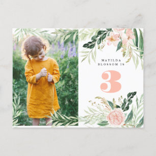 Pink aquarelle florale photo invitation anniversai