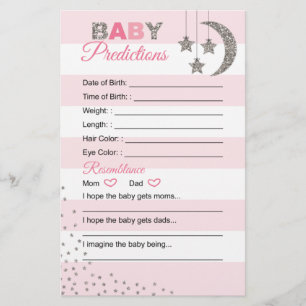 Pink argent bébé prédiction carte d'activité douch