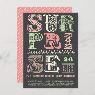 Pink Art Deco Surprise Party Adulte Invitation d'a