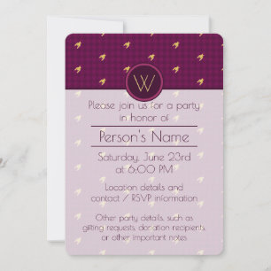 Pink avec Gold Accent Houndstooth Party Invitation