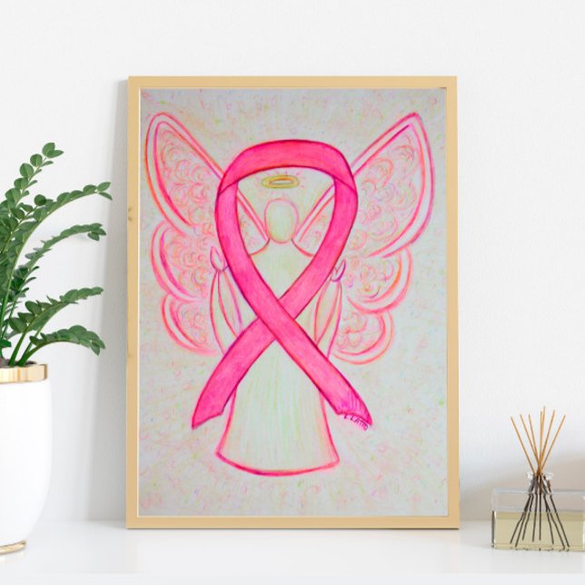 Pink Awareness Ribbon Angel Poster Art Imprimer (Créateur téléchargé)