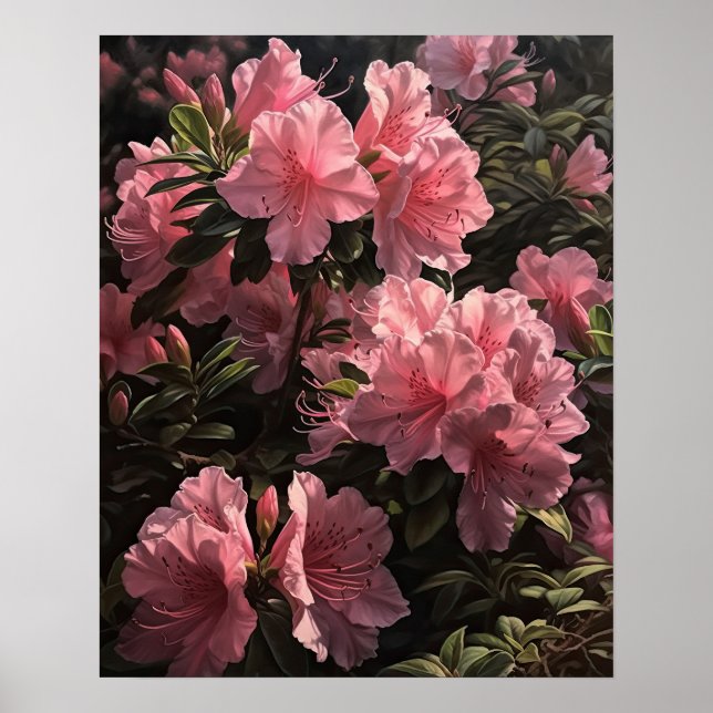Pink Azalea Flowers Art Imprimer Poster (Devant)