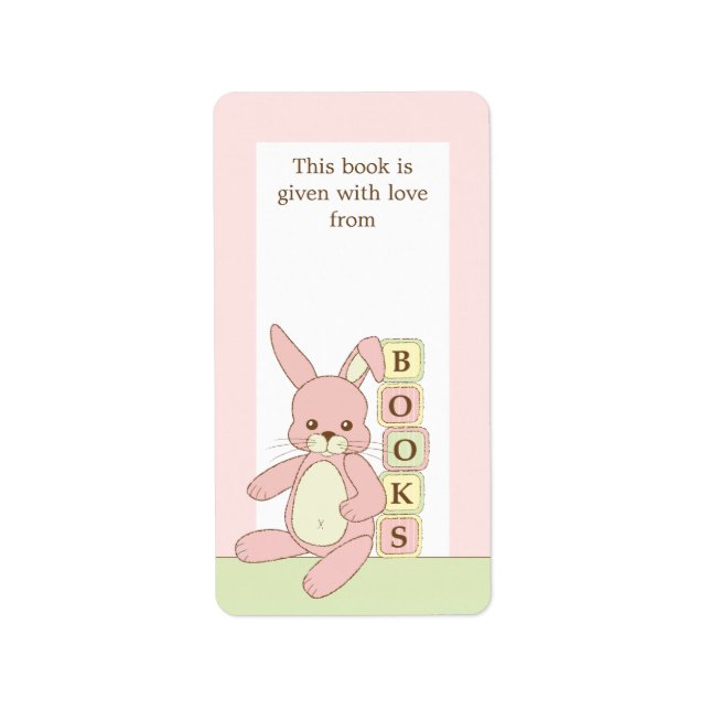 Pink Baby Bunny Livre Cadeau Livre Plate Étiquette (Devant)