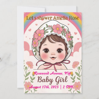 Pink Baby Girl Shower Invitation