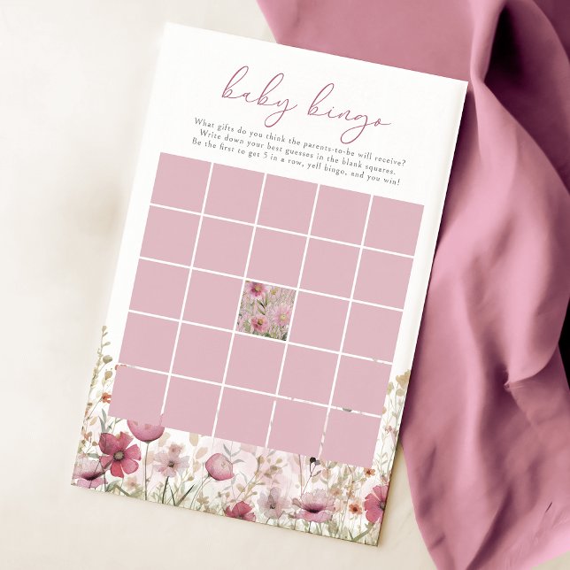 Pink Baby In Bloom Wildflower Baby Bingo Game (Créateur téléchargé)