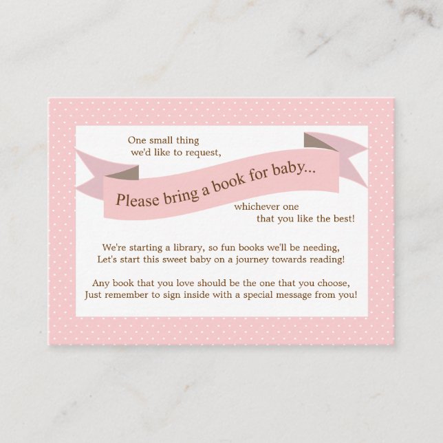 Pink Baby shower Livre Insérer carte de demande po (Devant)