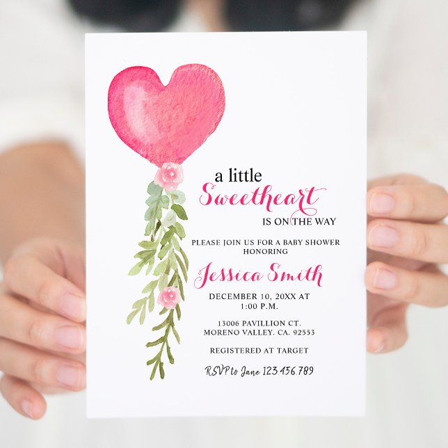 Pink Balloon Valentine Baby shower Invitation pour (Créateur téléchargé)