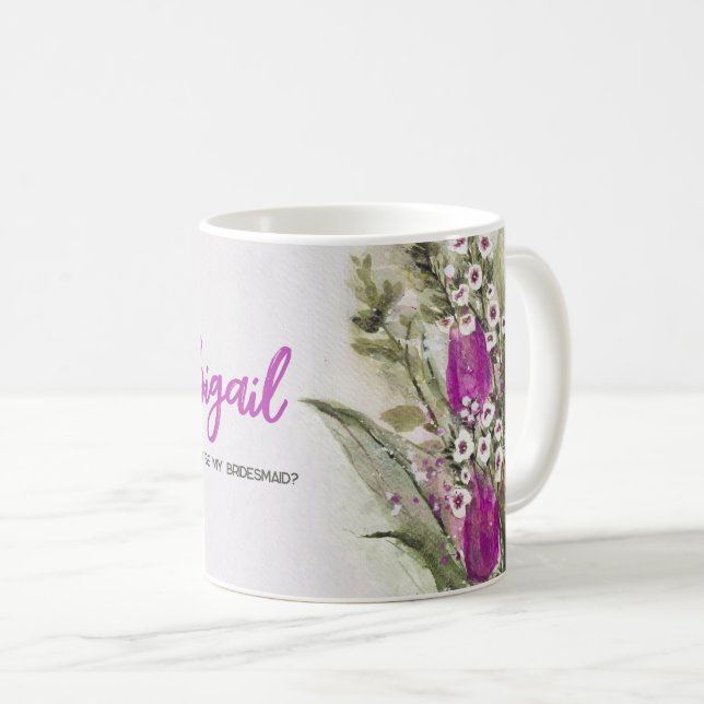 Pink Be My Bridesmaid Floral Mug (Devant droit)
