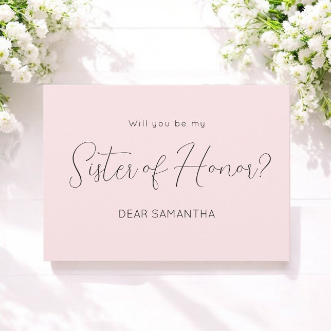 Pink Be My Soeur d'honneur Script Invitation (Créateur téléchargé)