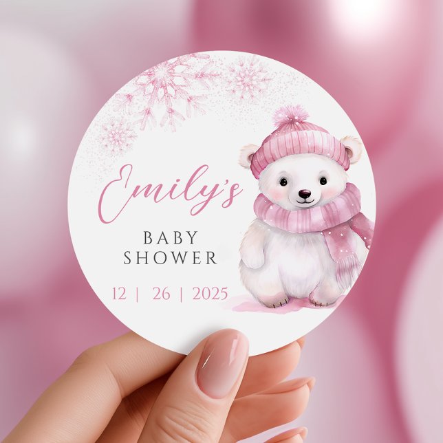 Pink Bearly Wait Baby Shower Stickers (Créateur téléchargé)