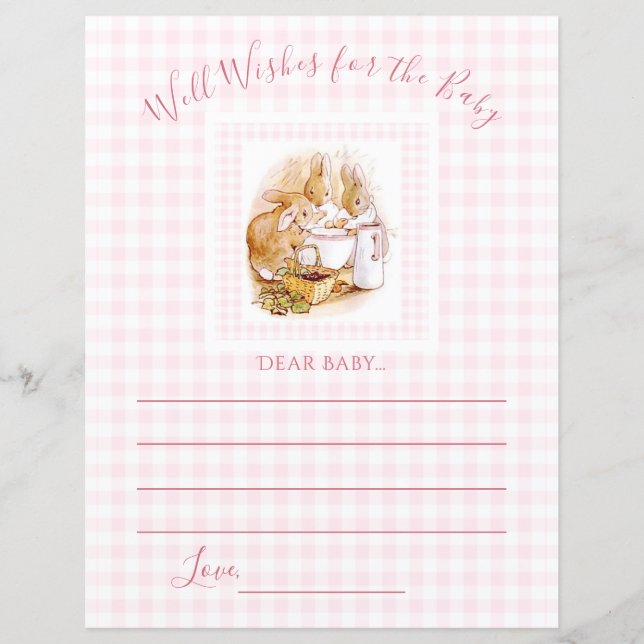 Pink Beatrix Potter bien souhaite Baby shower jeu