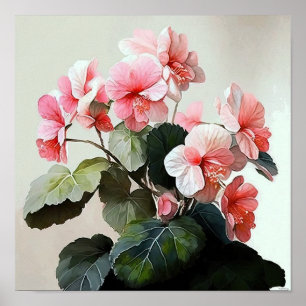 Pink Begonias Flower Art Imprimer Poster