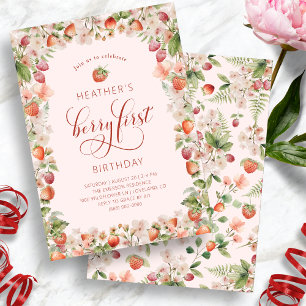 Pink Berry Invitations pour le premier anniversair