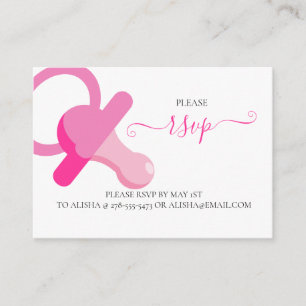 PINK BINKY, carte de boîtier RSVP BABY SHOWER