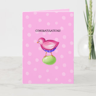 Pink Bird rose Nouveau Bébé Félicitations Carte