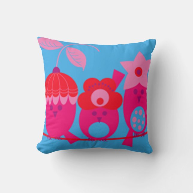 Pink Birds Plush Designer Coussins par Serenity Ca (Recto)