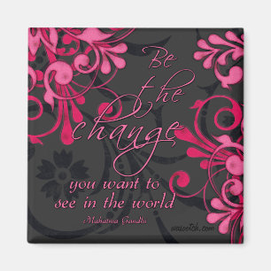 Pink Black Abstrait Floral Magnet inspirationnel
