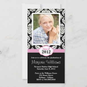Pink Black Graduation Invitation Classe de 2012