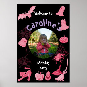 Pink Black Halloween fête d'anniversaire affiche d