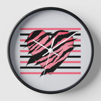 Pink & Black Lover Coeur Design Carré Horloge mura